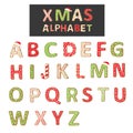 Vector Christmas Cookie Alphabet isolated on white. Royalty Free Stock Photo