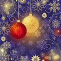 Vector christmas dark blue vintage gradient background with ball Royalty Free Stock Photo