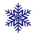 Vector Christmas decoration. Blue glitter snowflake texture isolated on white background Royalty Free Stock Photo