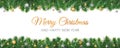 Vector Christmas decoration. Christmas tree border, frame with golden ornaments. Royalty Free Stock Photo