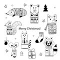 Vector Christmas Doodle Animals