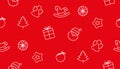 Vector christmas elements seamless pattern outlined icons