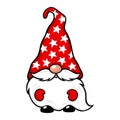 Vector Christmas Gnome illustration. Cute elf isolated on white.