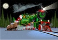 Vector Christmas card with cartoon Santa Express Royalty Free Stock Photo