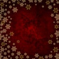 Vector Christmas grunge frame with golden snowflakes on the dark Royalty Free Stock Photo