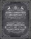Vector Christmas and Happy New 2019 Year Chalkboard Greeting Car