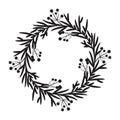 vector christmas holiday winter wreath with berries and pine twigs