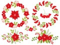 Vector Christmas and New Year Set with Floral Wreath and Bouquet Royalty Free Stock Photo