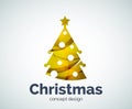 Vector Christmas or New Year tree logo template Royalty Free Stock Photo