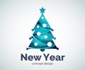 Vector Christmas or New Year tree logo template Royalty Free Stock Photo