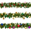 Vector Christmas Pine Triple Border