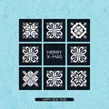 Vector christmas postcard with greeting words and ornament patchwork. design for christmas, cards, presents, covers, poste