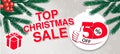 Vector christmas sale banner. Illustration for use website, brochure, flyer, poster and banner. Business background with 50 disco Royalty Free Stock Photo