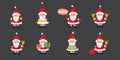 Vector christmas Santa Claus big set with santa holding gifts, secret santa , red hat , christmas tree, presents, sale Royalty Free Stock Photo