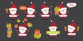 Vector christmas Santa Claus big set with santa holding gifts, secret santa , red hat , christmas tree, presents, sale Royalty Free Stock Photo