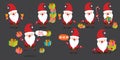 Vector christmas Santa Claus big set with santa holding gifts, secret santa , red hat , christmas tree, presents, sale Royalty Free Stock Photo