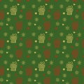 Vector Christmas seamless background with Christmas gifts, stars, snowflakes Royalty Free Stock Photo