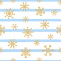 Vector Christmas seamless pattern with abstract golden snowflakes Royalty Free Stock Photo