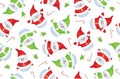 Vector Christmas seamless pattern. Funny snowmen cartoons, isolated on white Royalty Free Stock Photo