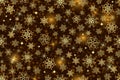 Vector Christmas seamless pattern with golden snowflakes Royalty Free Stock Photo