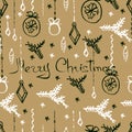 Vector Christmas seamless pattern. Hand drawn background.