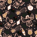 Vector Christmas seamless pattern. hand drawn background. Royalty Free Stock Photo