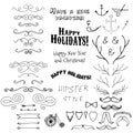 Vector Christmas set of holidays lettering and Royalty Free Stock Photo