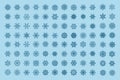 Vector Christmas set of light blue snowflakes and stars Royalty Free Stock Photo