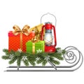 Vector Christmas Sledge with Red Lamp