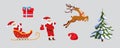 Vector Christmas stickers Santa, tree deer, gifts