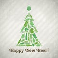 Vector christmas tree beer poster.