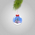 Vector Christmas tree branch with festive ball isolated on transparent background Royalty Free Stock Photo