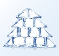 Vector Christmas tree builded from ice blocks