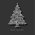 Vector christmas tree from digital electronic circuit Royalty Free Stock Photo