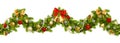 Vector Christmas Wave Border with Red Bow Royalty Free Stock Photo