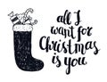 Vector Christmas winter lettering, greeting quote Royalty Free Stock Photo