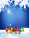 Vector Christmas Winter Night Background Royalty Free Stock Photo