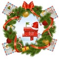 Vector Christmas Wreath with Mailbox