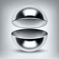 Vector chrome hollow sphere, open glossy metal ball, abstract object for you project design Royalty Free Stock Photo