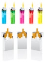 Vector cigarettes and cigarette lighter Royalty Free Stock Photo