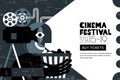 Vector cinema festival poster, flyer background. Sale tickets banner background. Movie time and entertainment concept. Royalty Free Stock Photo