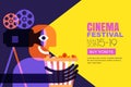 Vector cinema festival poster, flyer background. Sale tickets banner background. Movie time and entertainment concept. Royalty Free Stock Photo