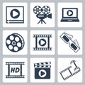 Vector cinema/video icons set