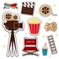 Vector cinema and watching movie icon set Royalty Free Stock Photo