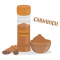 Vector cinnamon illustration isolated in cartoon style.