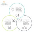 Vector circle arrows linear infographic, cycle diagram, minimal graph, flat presentation chart. Business concept with 3