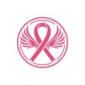 vector circle Breast cancer foundation with pink ribbon logo symbol design illustrationb