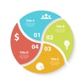 Vector circle chart infographic template for round cycle diagram, graph, web design. Business concept with 4 steps or options