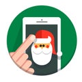 Vector Circle Christmas icon flat santa