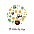 Vector circle composition for St. Patricks Day. Colorful design, ilustration for holiday banner Royalty Free Stock Photo